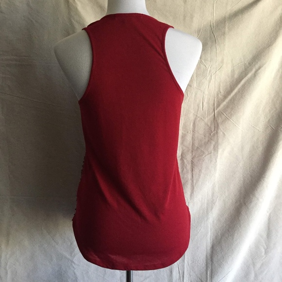 ❗️2 for $10❗️F21 Red Racerback Sequined Sheer Tank - Picture 4 of 6